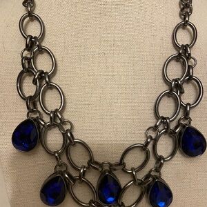 Elegant Blue and Silver Tone Necklace